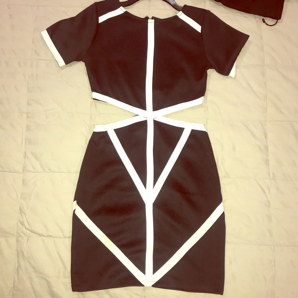 Black and white cut out dress